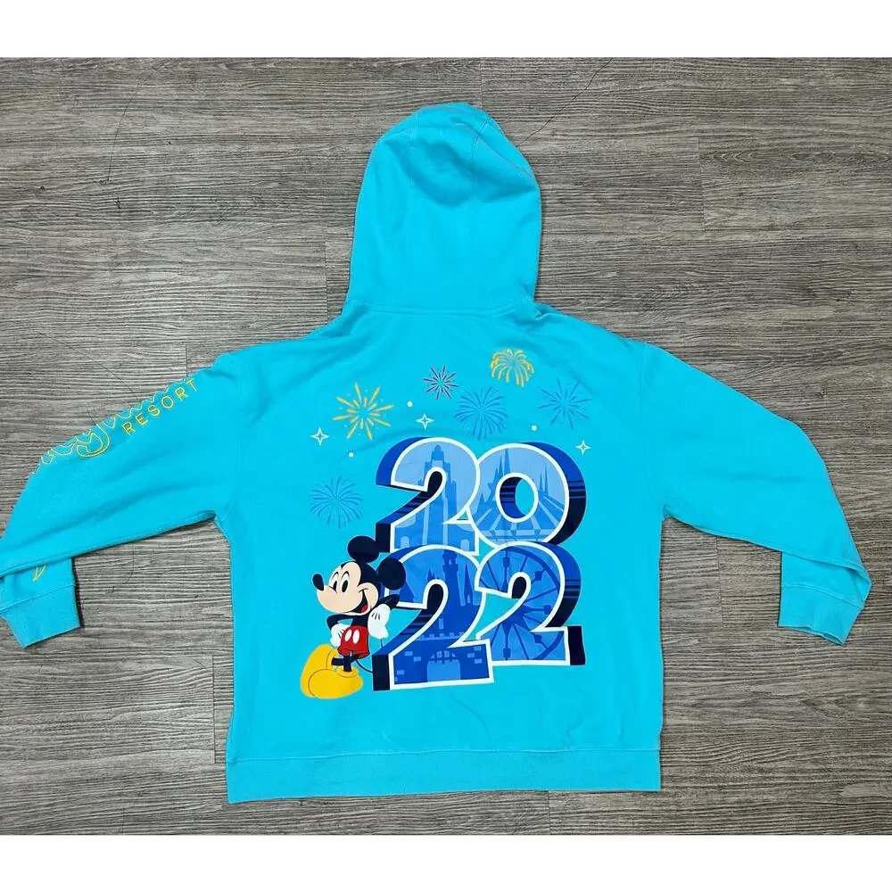 Official Disneyland Resort 2022 Mickey Mouse Light Blue Hoodie Sweatshirt Men XL